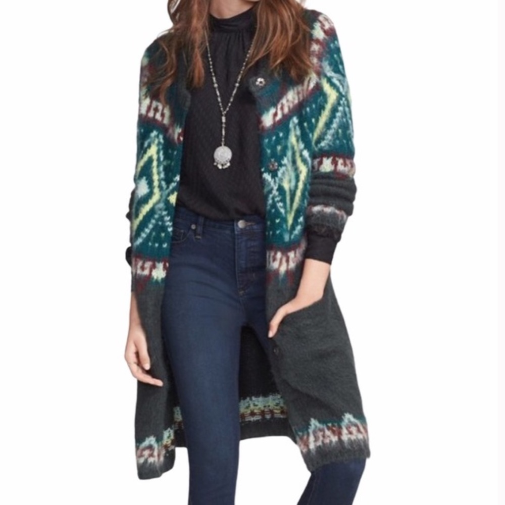 Free People Fair Isle Long Cardigan Small